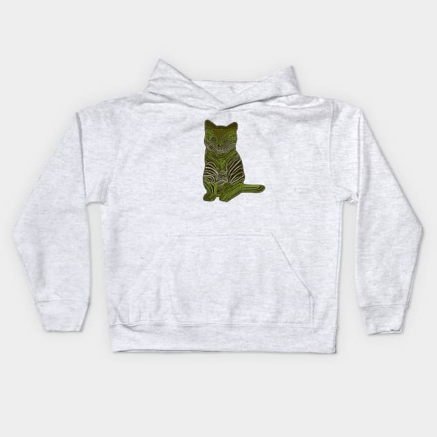 Meow Meow - Lime Green Kids Hoodie by Amy Diener